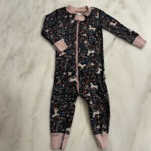 Hanna Andersson Black and Pink Unicorn Kids One Piece footless Pajama